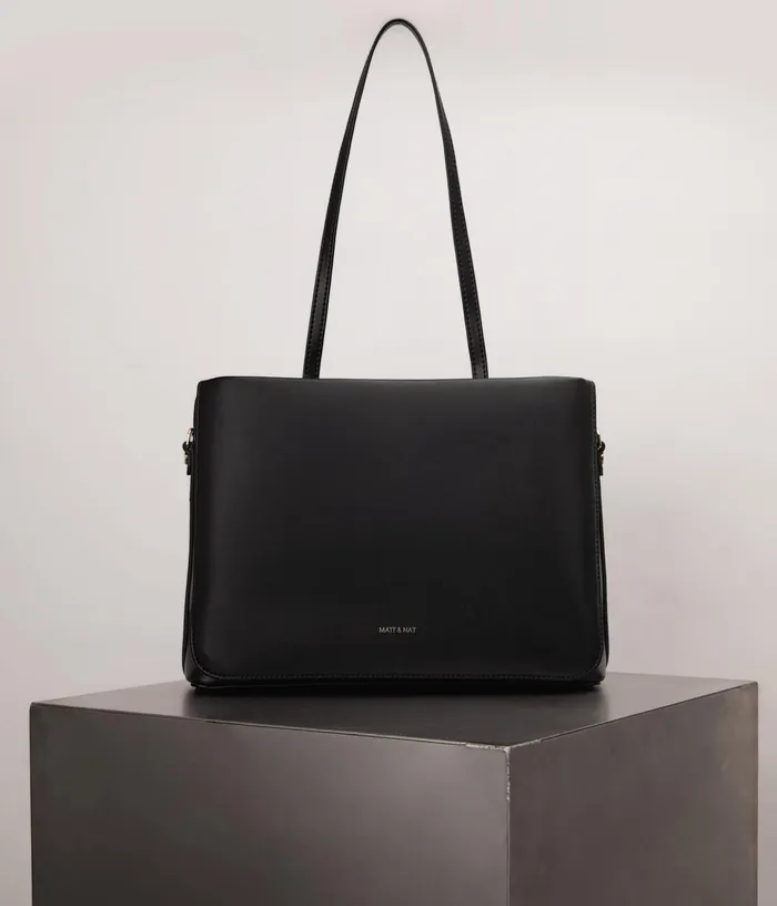 Women Maia Vegan Satchel 8211 Appleskin Black Matt and Nat Satchels