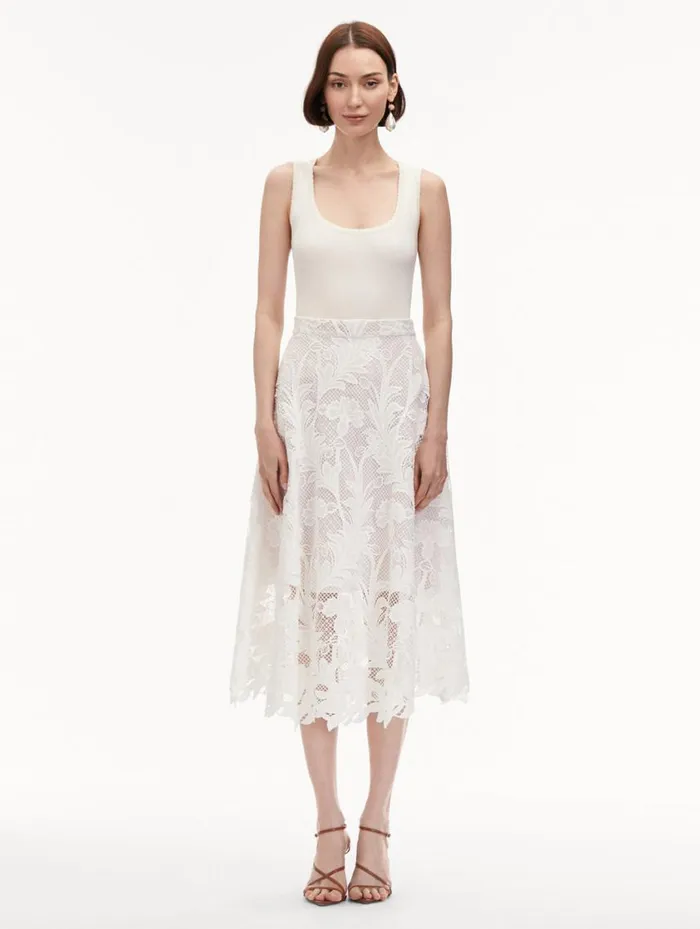 Women Marbled Carnation Guipure Skirt White Oscar De La Renta Pants and Skirts Women Marbled Carnation Guipure Skirt White Oscar De La Renta Pants and Skirts