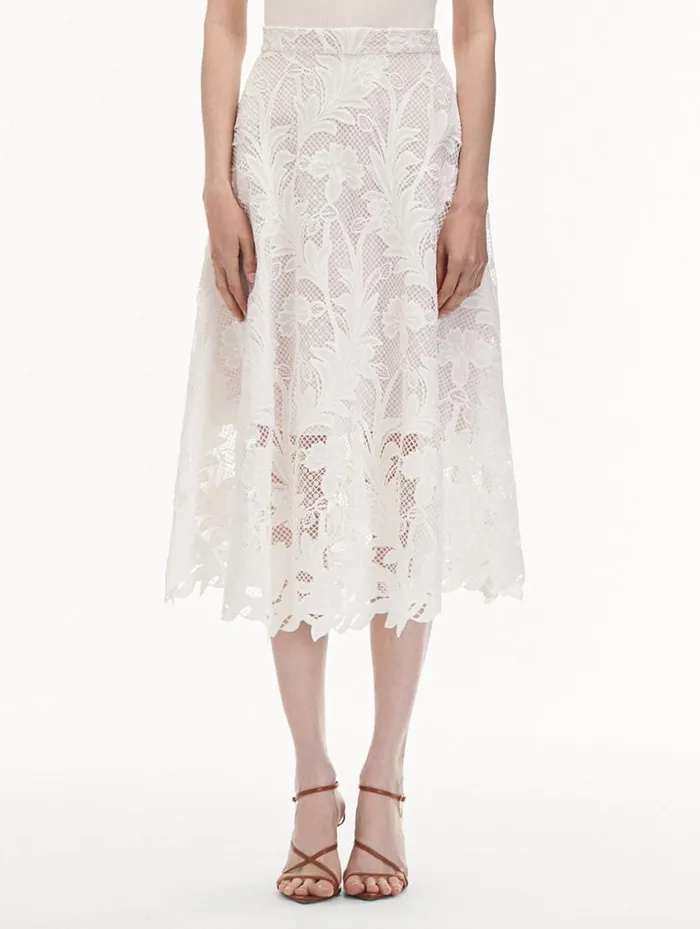 Women Marbled Carnation Guipure Skirt White Oscar De La Renta Pants and Skirts Women Marbled Carnation Guipure Skirt White Oscar De La Renta Pants and Skirts