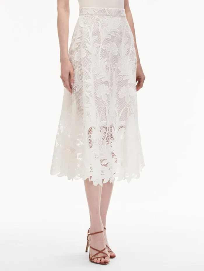 Women Marbled Carnation Guipure Skirt White Oscar De La Renta Pants and Skirts Women Marbled Carnation Guipure Skirt White Oscar De La Renta Pants and Skirts