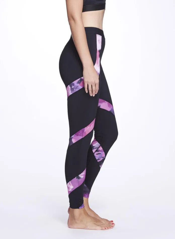 Women Marchesa Bottoms Black High Waisted Legging With Pink Floral Print Detail Raspberry Multi Women Marchesa Bottoms Black High Waisted Legging With Pink Floral Print Detail Raspberry Multi