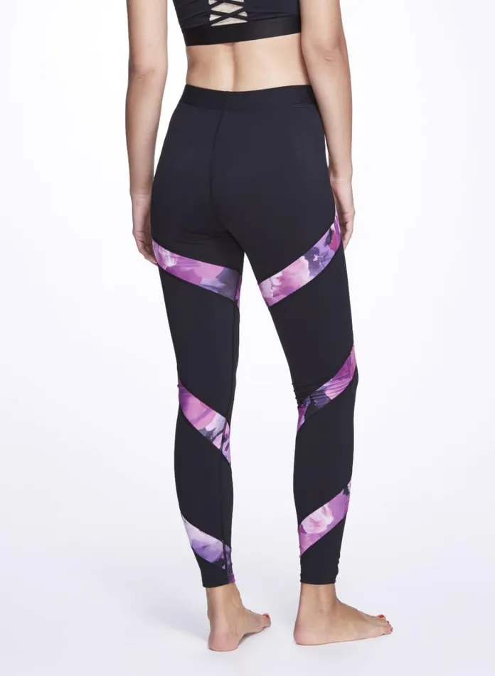 Women Marchesa Bottoms Black High Waisted Legging With Pink Floral Print Detail Raspberry Multi Women Marchesa Bottoms Black High Waisted Legging With Pink Floral Print Detail Raspberry Multi