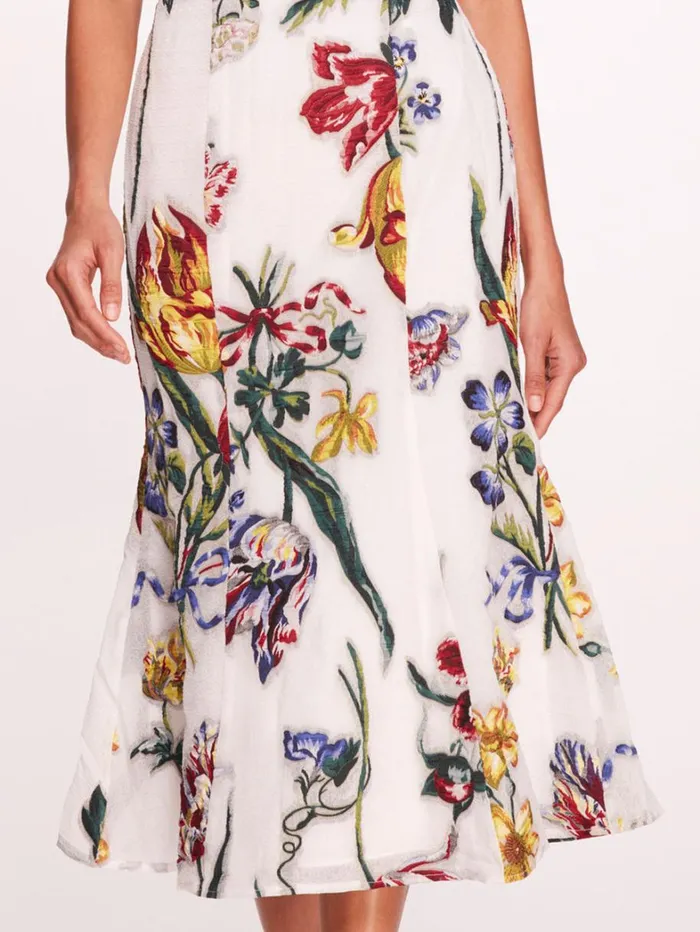 Women Marchesa Dresses Alexander Midi Dress Ivory Multi Women Marchesa Dresses Alexander Midi Dress Ivory Multi