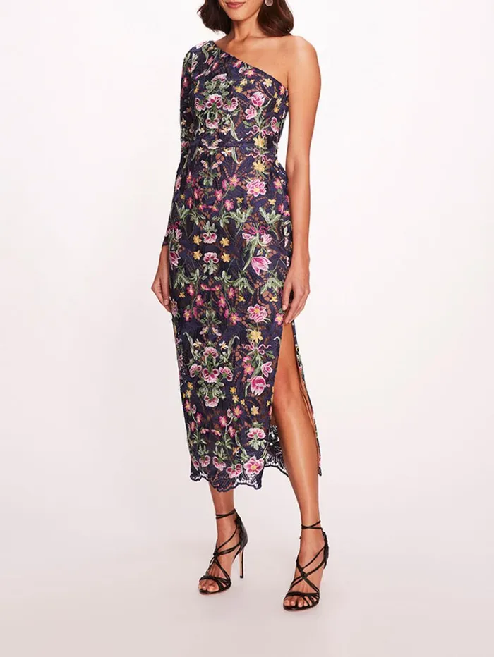 Women Marchesa Dresses Alexis Midi Dress Navy