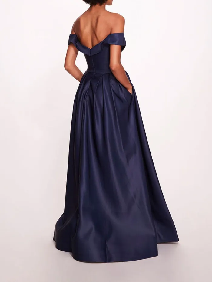 Women Marchesa Dresses Duchess Satin Gown Navy Women Marchesa Dresses Duchess Satin Gown Navy