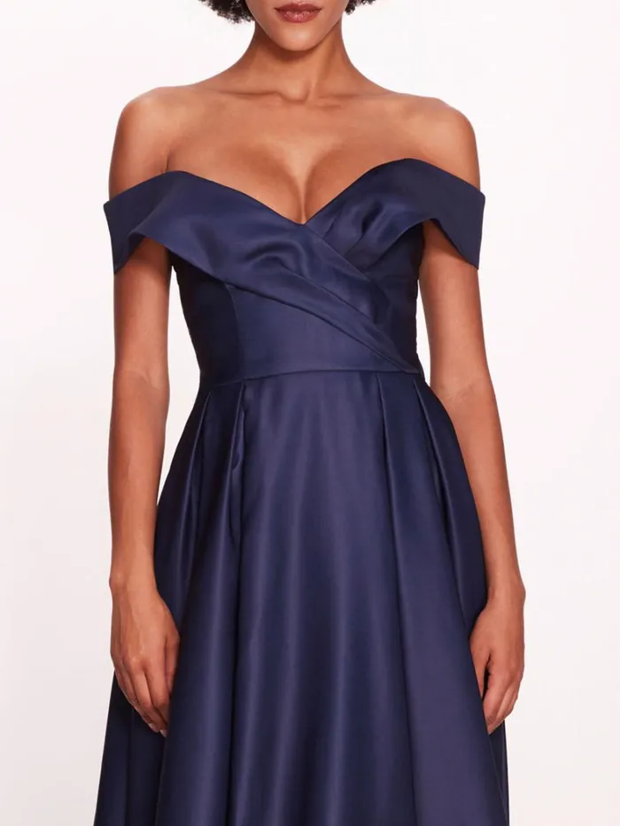 Women Marchesa Dresses Duchess Satin Gown Navy Women Marchesa Dresses Duchess Satin Gown Navy