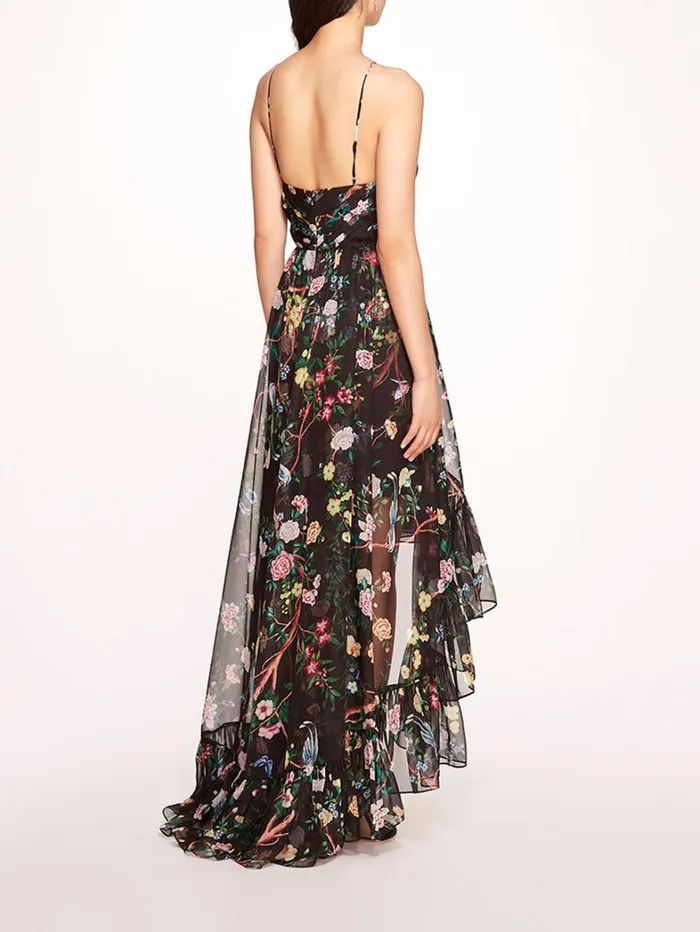 Women Marchesa Dresses Flowering Halter HighLow Gown Black Multi Women Marchesa Dresses Flowering Halter HighLow Gown Black Multi