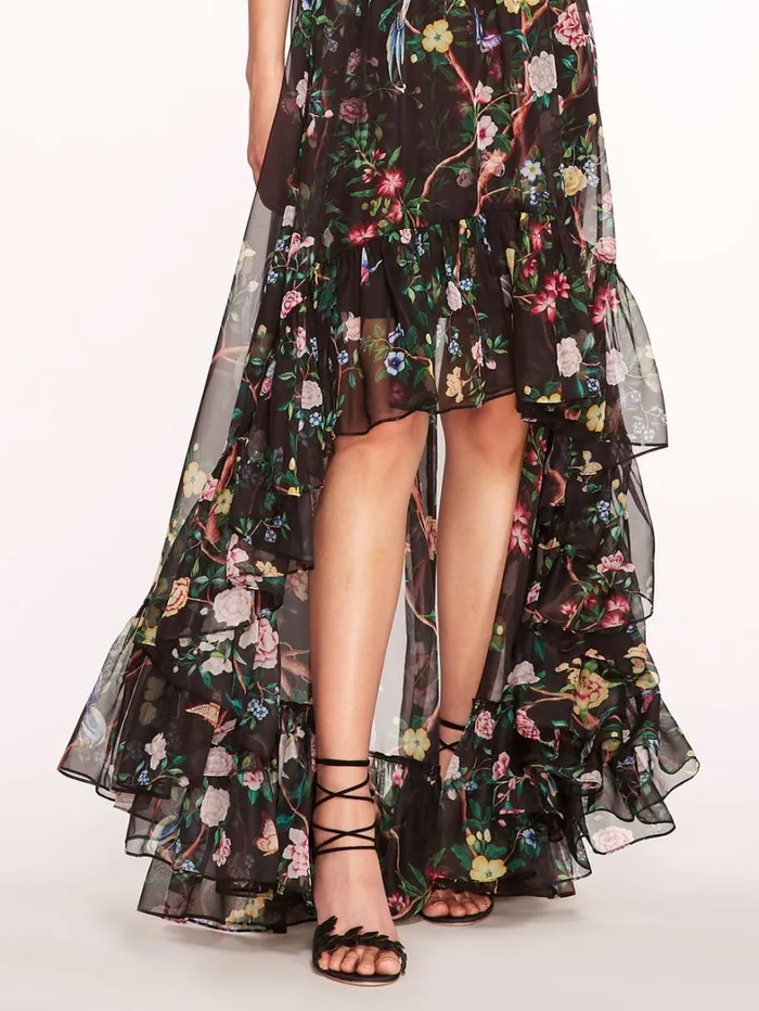 Women Marchesa Dresses Flowering Halter HighLow Gown Black Multi Women Marchesa Dresses Flowering Halter HighLow Gown Black Multi