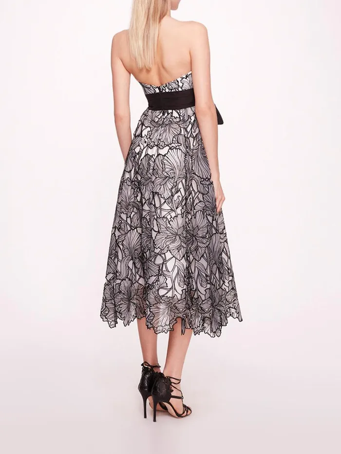 Women Marchesa Dresses Iris Cutwork Midi Dress Ivory Black Women Marchesa Dresses Iris Cutwork Midi Dress Ivory Black
