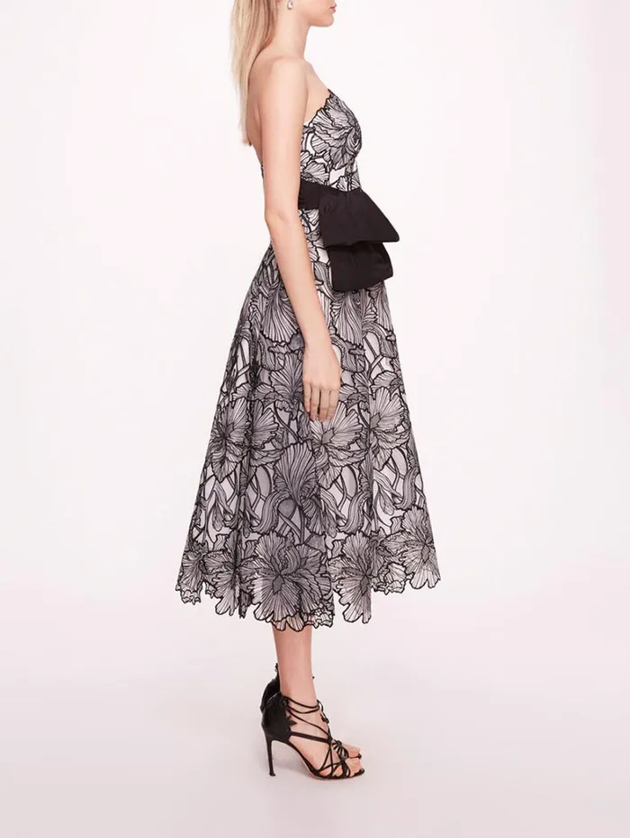 Women Marchesa Dresses Iris Cutwork Midi Dress Ivory Black Women Marchesa Dresses Iris Cutwork Midi Dress Ivory Black
