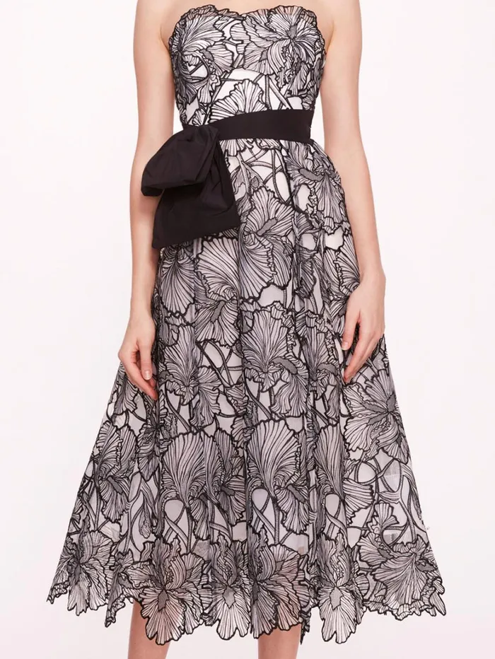 Women Marchesa Dresses Iris Cutwork Midi Dress Ivory Black Women Marchesa Dresses Iris Cutwork Midi Dress Ivory Black