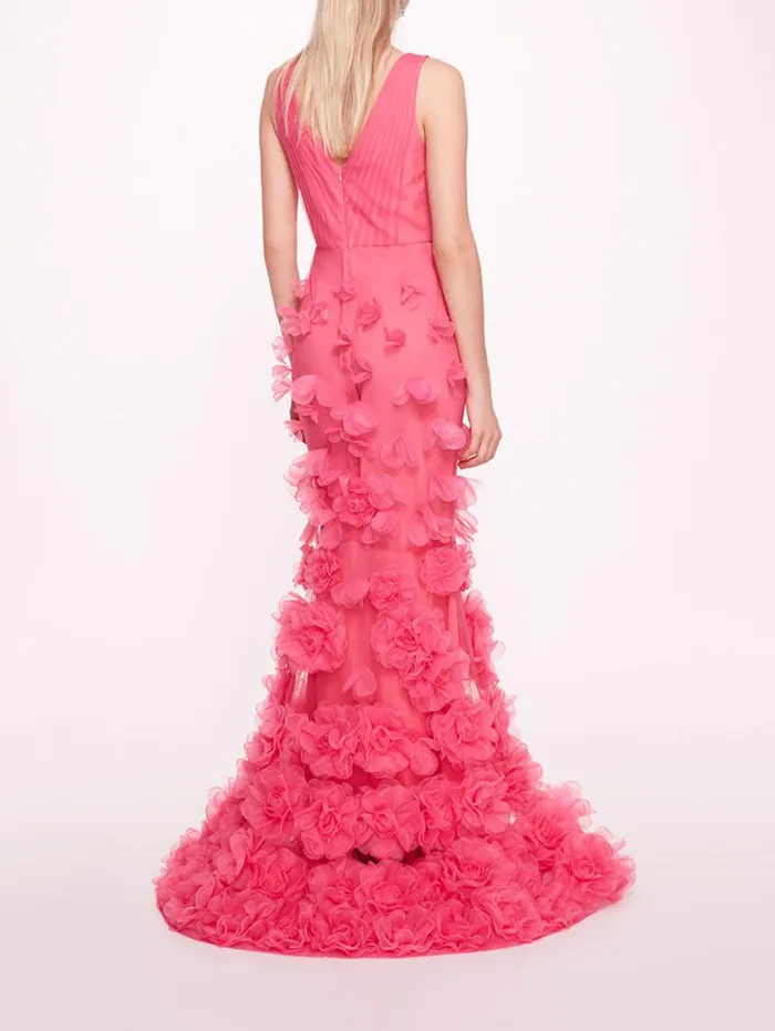 Women Marchesa Dresses Tulle Rosette Gown Pink Women Marchesa Dresses Tulle Rosette Gown Pink