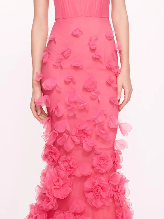 Women Marchesa Dresses Tulle Rosette Gown Pink Women Marchesa Dresses Tulle Rosette Gown Pink