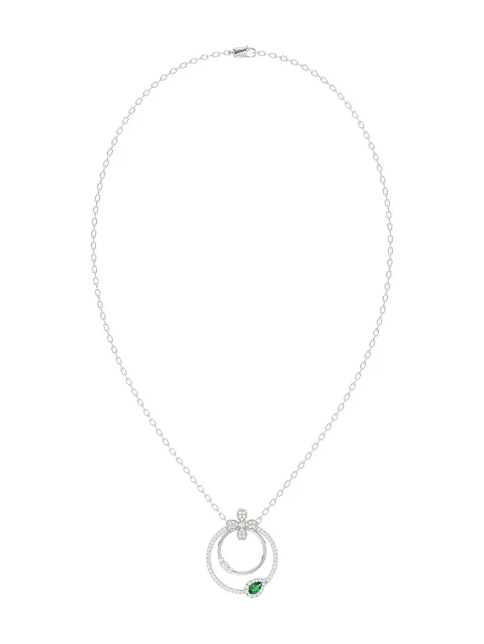 Women Marchesa Jewelry Floral White Gold Pendant Necklace White Gold