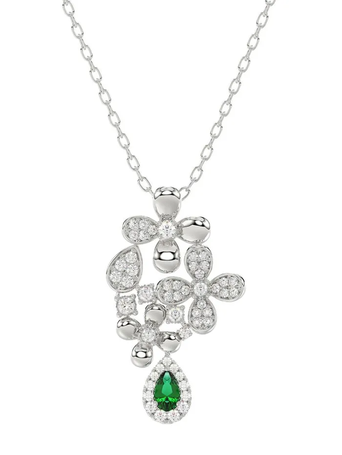 Women Marchesa Jewelry Floral White Gold Pendant Necklace White Gold Women Marchesa Jewelry Floral White Gold Pendant Necklace White Gold