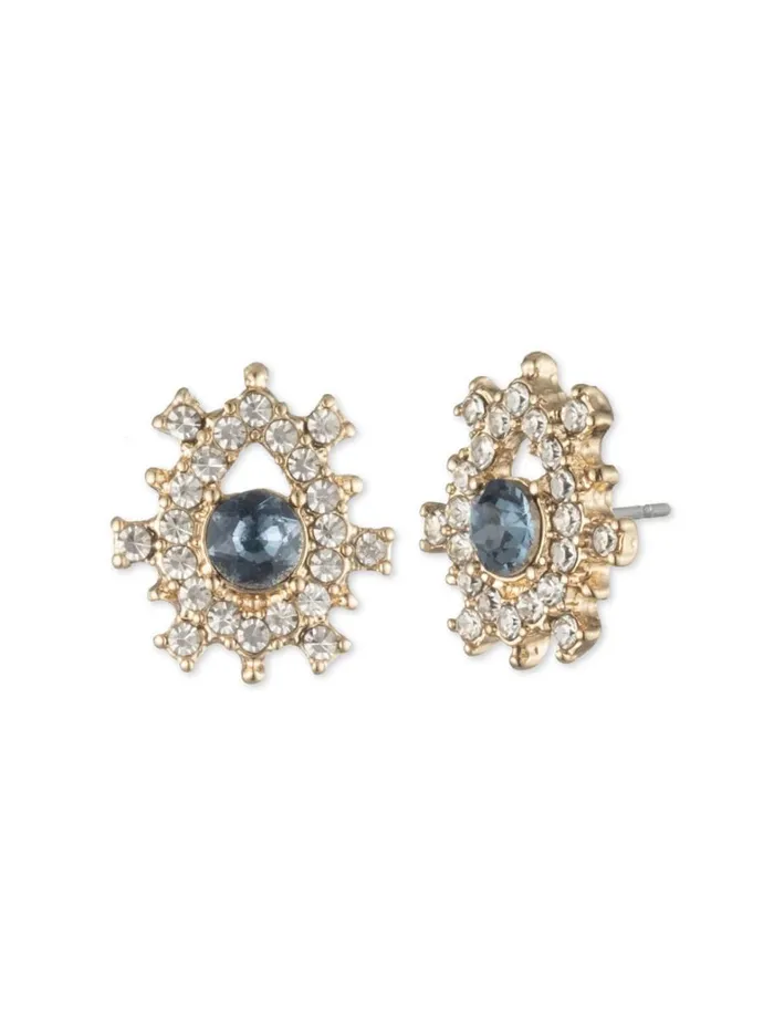 Women Marchesa Jewelry Poised Denim Button Earring Denim