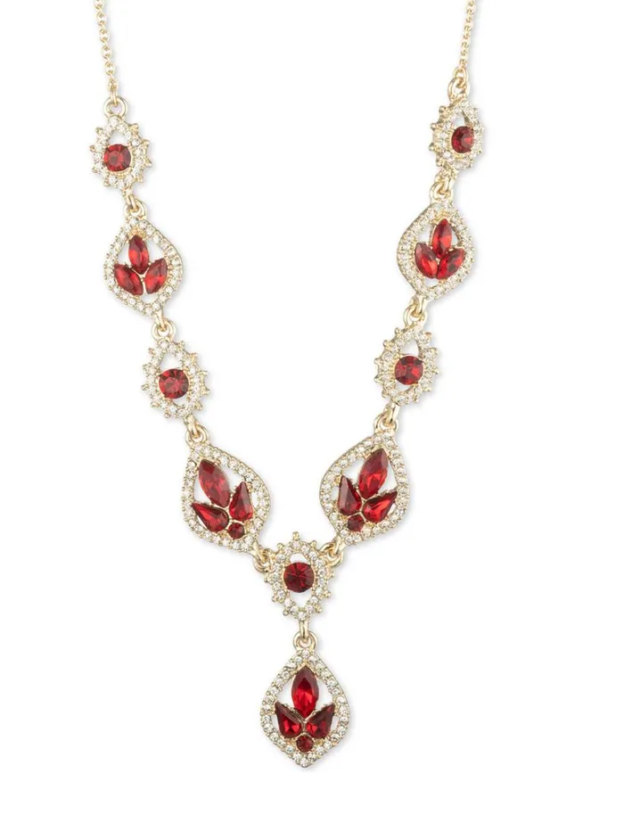 Women Marchesa Jewelry Poised Gold Y Necklace Red
