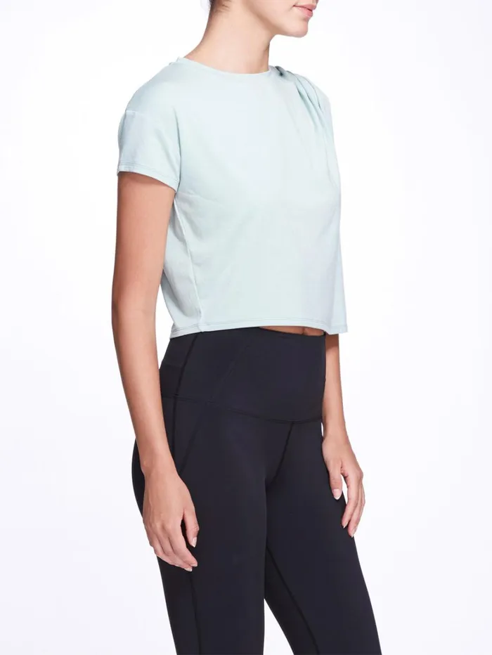 Women Marchesa Marchesa Active Mint Green Relaxed Crop Top With Short Sleeves Mint Women Marchesa Marchesa Active Mint Green Relaxed Crop Top With Short Sleeves Mint