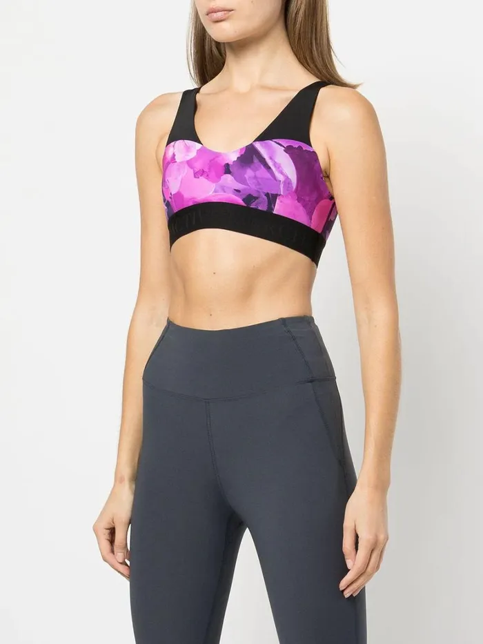 Women Marchesa Marchesa Active Pink Floral Print Sports Bra With Mesh Raspberry Multi Women Marchesa Marchesa Active Pink Floral Print Sports Bra With Mesh Raspberry Multi