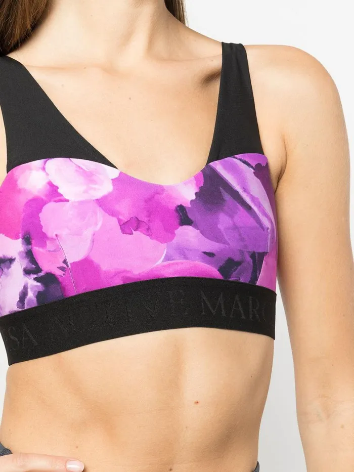 Women Marchesa Marchesa Active Pink Floral Print Sports Bra With Mesh Raspberry Multi Women Marchesa Marchesa Active Pink Floral Print Sports Bra With Mesh Raspberry Multi