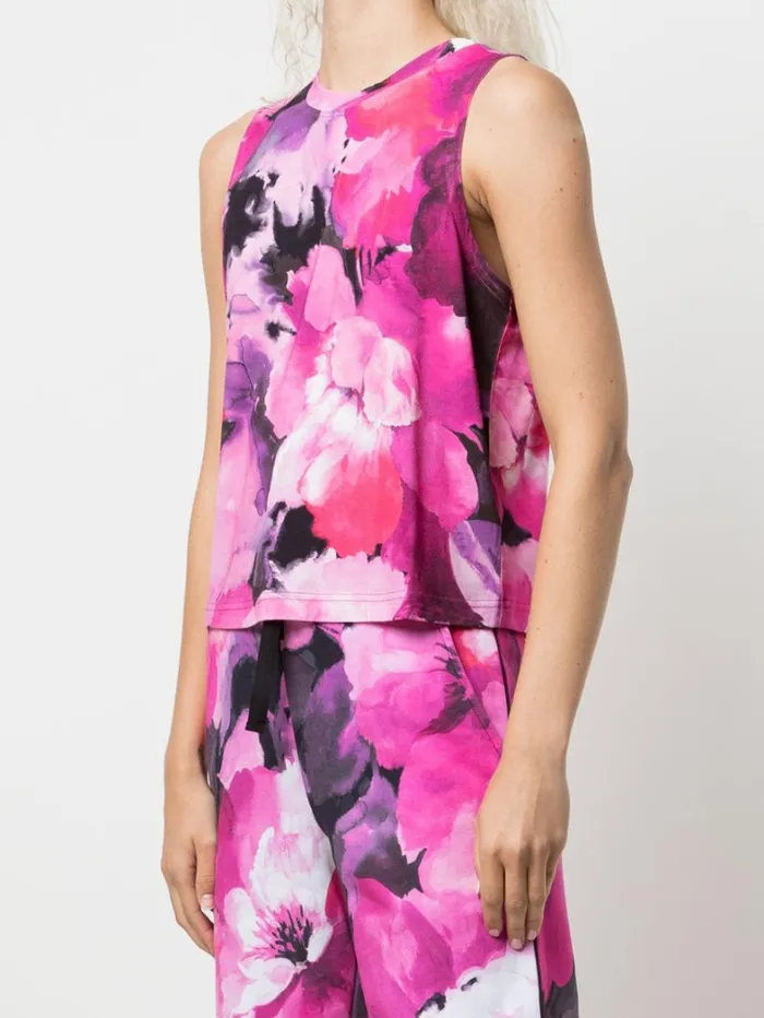 Women Marchesa Marchesa Active Pink Purple Floral Printed Womens Workout Tank Top Raspberry Multi Women Marchesa Marchesa Active Pink Purple Floral Printed Womens Workout Tank Top Raspberry Multi