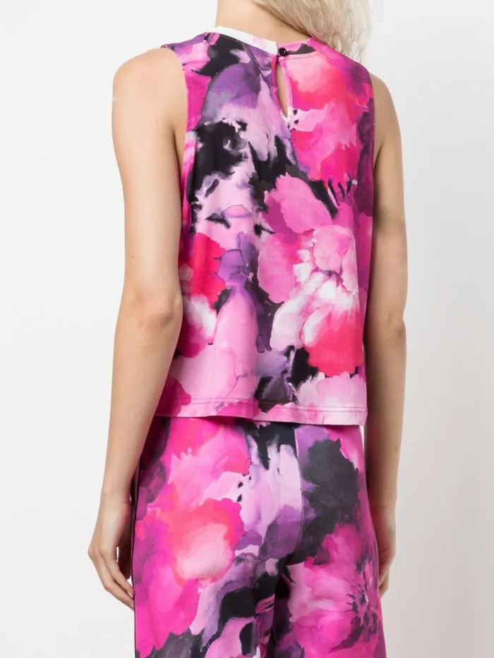 Women Marchesa Marchesa Active Pink Purple Floral Printed Womens Workout Tank Top Raspberry Multi
