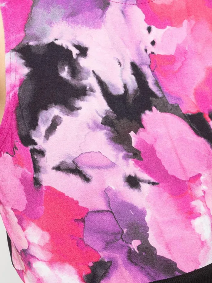 Women Marchesa Marchesa Active Pink Purple Floral Printed Womens Workout Tank Top Raspberry Multi