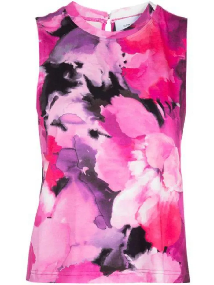 Women Marchesa Marchesa Active Pink Purple Floral Printed Womens Workout Tank Top Raspberry Multi