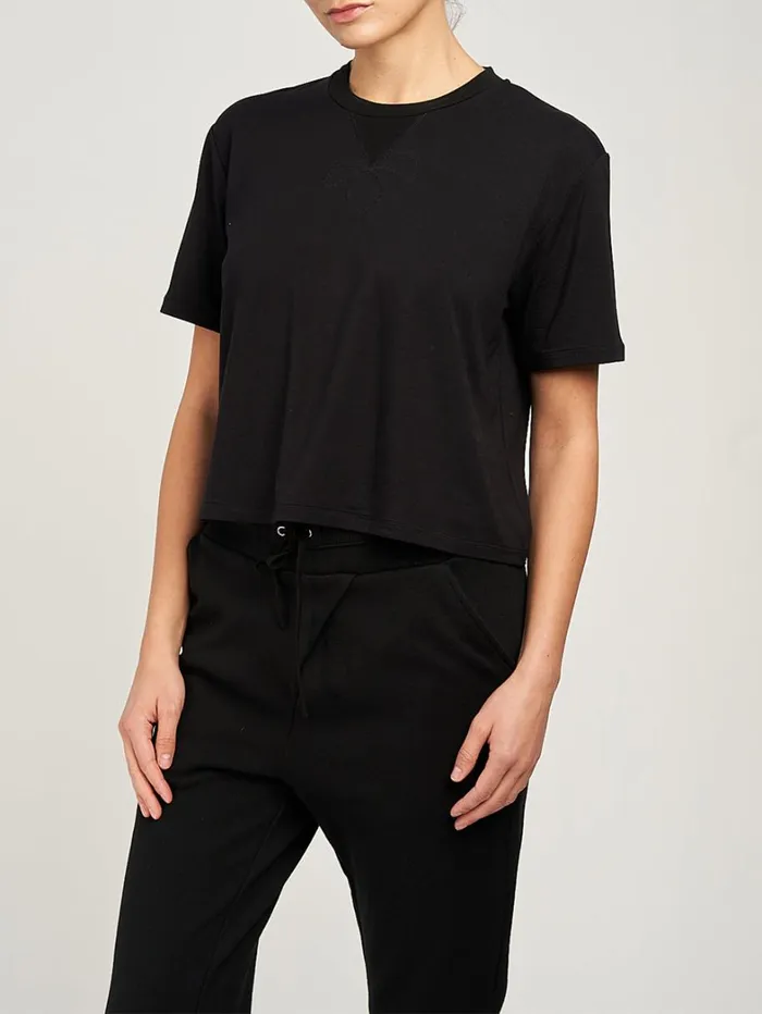 Women Marchesa Marchesa Active Womens Cropped Black Tee Shirt Black