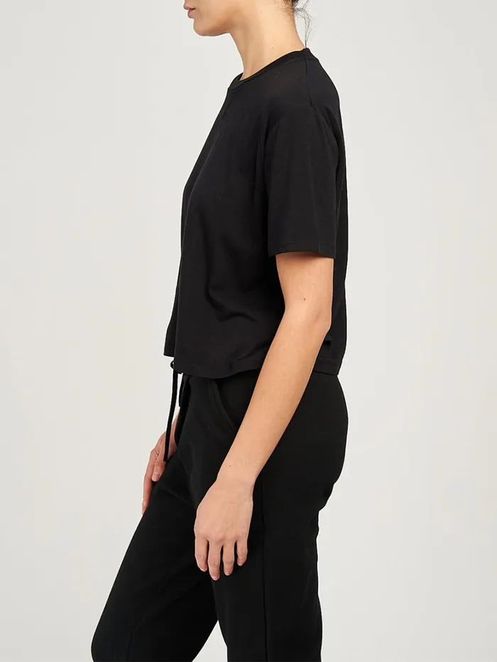 Women Marchesa Marchesa Active Womens Cropped Black Tee Shirt Black Women Marchesa Marchesa Active Womens Cropped Black Tee Shirt Black