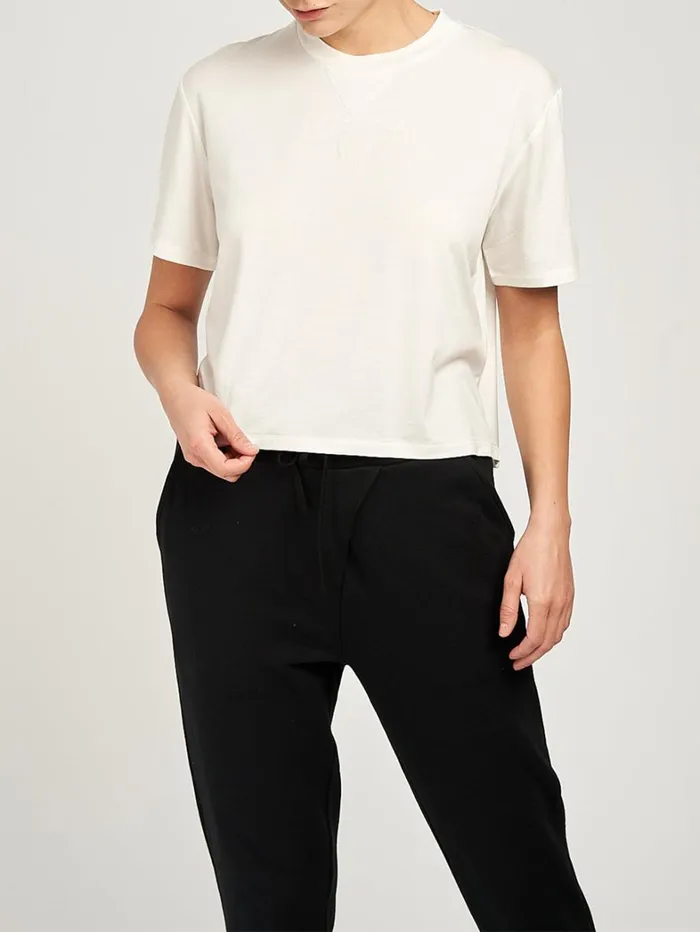 Women Marchesa Marchesa Active Womens Cropped Ivory White Tee Shirt Ivory
