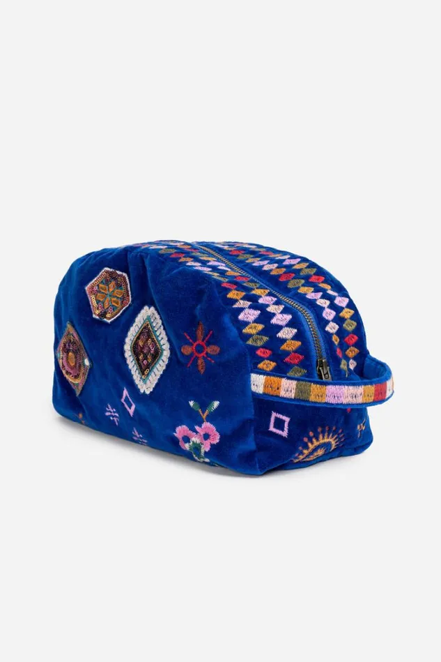 Women MARGO PATCHED MAKEUP BAG Admiral Blue Johnny Was Handbags