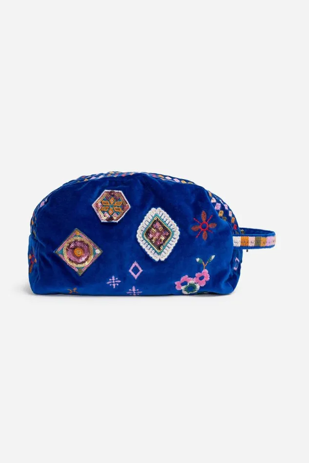 Women MARGO PATCHED MAKEUP BAG Admiral Blue Johnny Was Handbags Women MARGO PATCHED MAKEUP BAG Admiral Blue Johnny Was Handbags