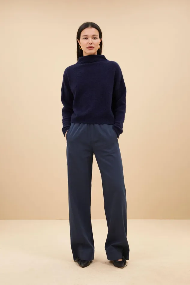 Women Mees Twill Pants Midnight Navy Bybar Trousers