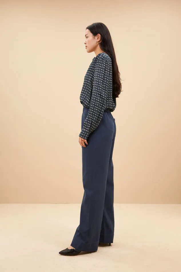 Women Mees Twill Pants Midnight Navy Bybar Trousers