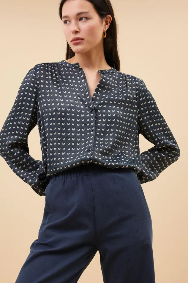 Women Mees Twill Pants Midnight Navy Bybar Trousers