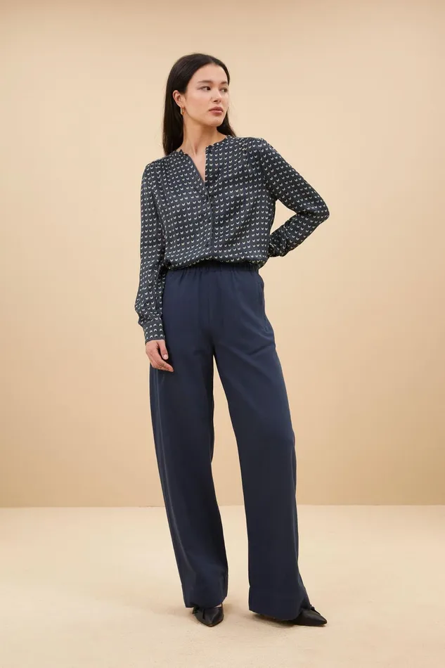 Women Mees Twill Pants Midnight Navy Bybar Trousers