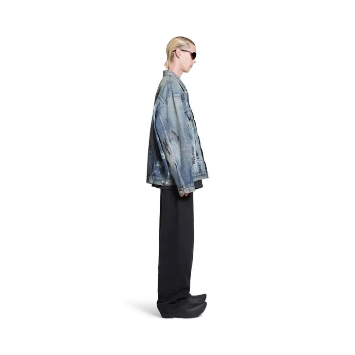 WomenMen Coats and Jackets Balenciaga Graffiti Oversized Jacket In Light Blue