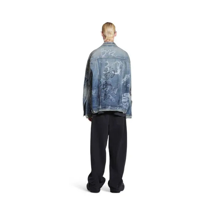WomenMen Coats and Jackets Balenciaga Graffiti Oversized Jacket In Light Blue