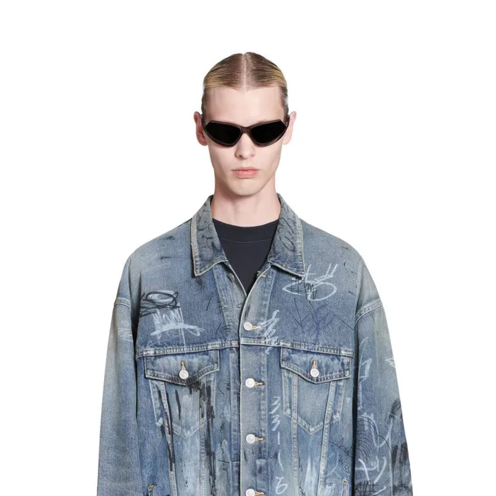 WomenMen Coats and Jackets Balenciaga Graffiti Oversized Jacket In Light Blue