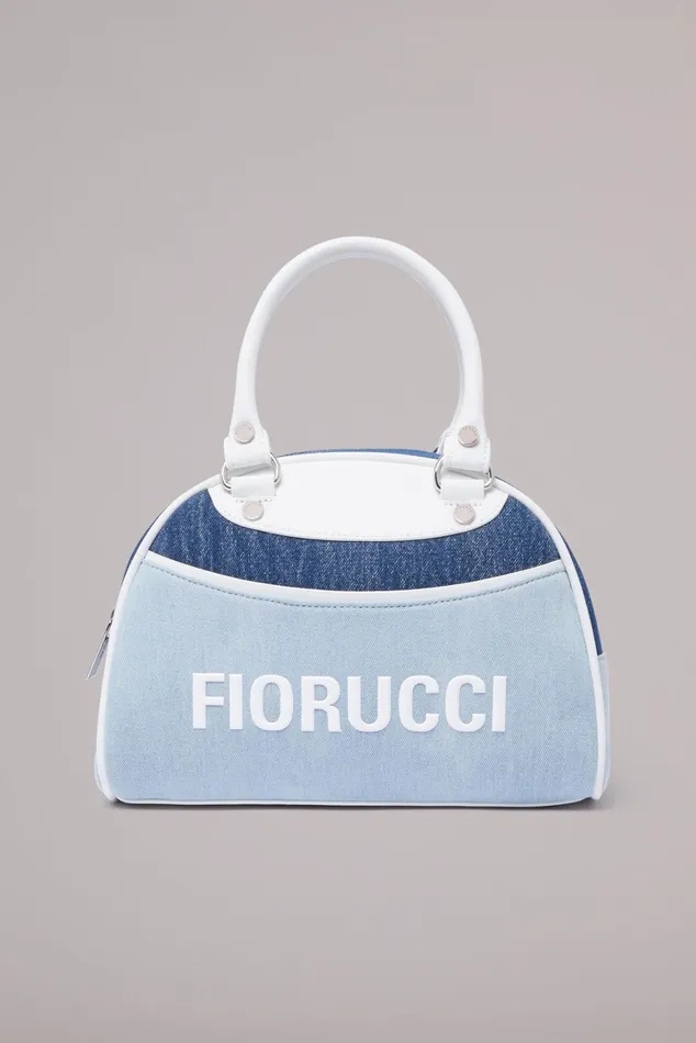 WomenMen Fiorucci Bags Logo Denim Bowling Bag Light Vintage