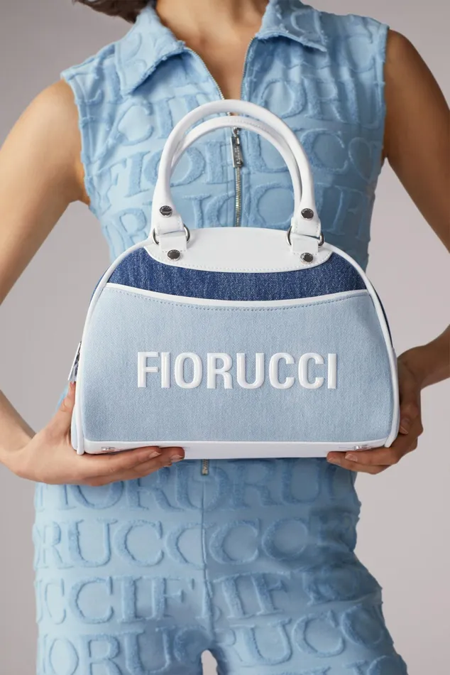 WomenMen Fiorucci Bags Logo Denim Bowling Bag Light Vintage WomenMen Fiorucci Bags Logo Denim Bowling Bag Light Vintage