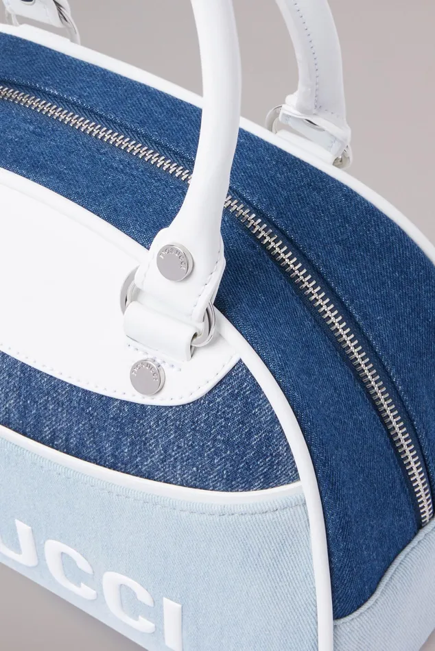 WomenMen Fiorucci Bags Logo Denim Bowling Bag Light Vintage WomenMen Fiorucci Bags Logo Denim Bowling Bag Light Vintage