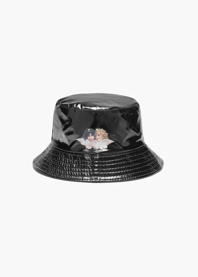 WomenMen Fiorucci Hats Angels Vinyl Bucket Hat Black