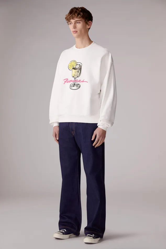 WomenMen Fiorucci Sweatshirts and Hoodies Unisex Cocktail Squiggle Logo Sweatshirt White WomenMen Fiorucci Sweatshirts and Hoodies Unisex Cocktail Squiggle Logo Sweatshirt White