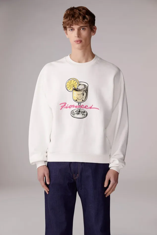 WomenMen Fiorucci Sweatshirts and Hoodies Unisex Cocktail Squiggle Logo Sweatshirt White WomenMen Fiorucci Sweatshirts and Hoodies Unisex Cocktail Squiggle Logo Sweatshirt White