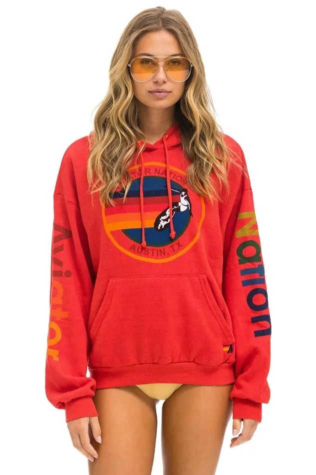 WomenMen Hoodies Aviator Nation Austin Relaxed Pullover Hoodie 8211 Red