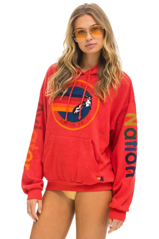WomenMen Hoodies Aviator Nation Austin Relaxed Pullover Hoodie 8211 Red