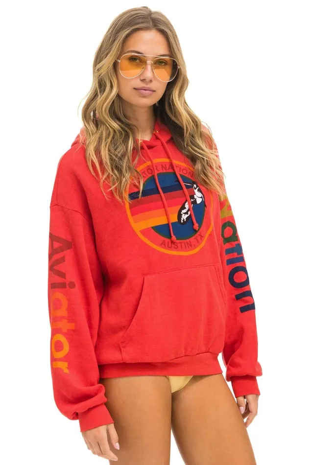 WomenMen Hoodies Aviator Nation Austin Relaxed Pullover Hoodie 8211 Red