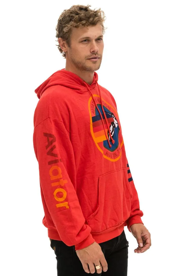 WomenMen Hoodies Aviator Nation Austin Relaxed Pullover Hoodie 8211 Red